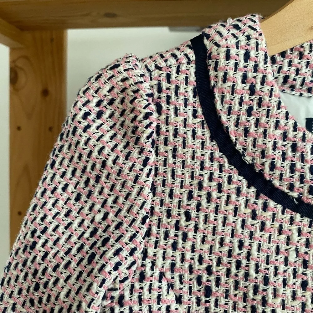 Janie and Jack Pink Navy Blue Cream Tweed Jacket 3t